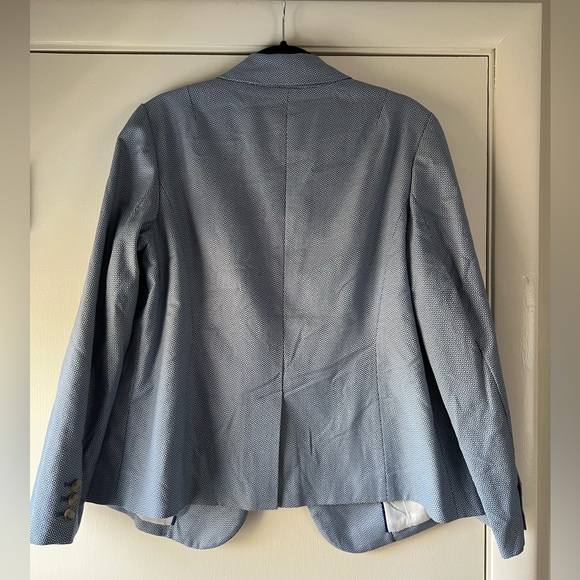 Talbots Woman Single Button Blazer Blue White Texture Design 12W - Picture 7 of 8